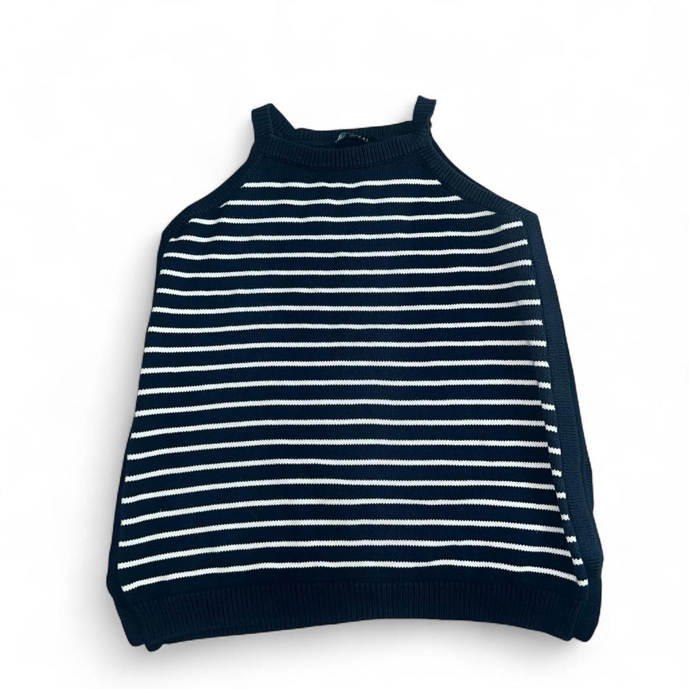 Sisters Navy & White Striped Knit Sweater Tank – Size S